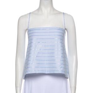 Rosie Assoulin Striped Square Neckline Crop Top